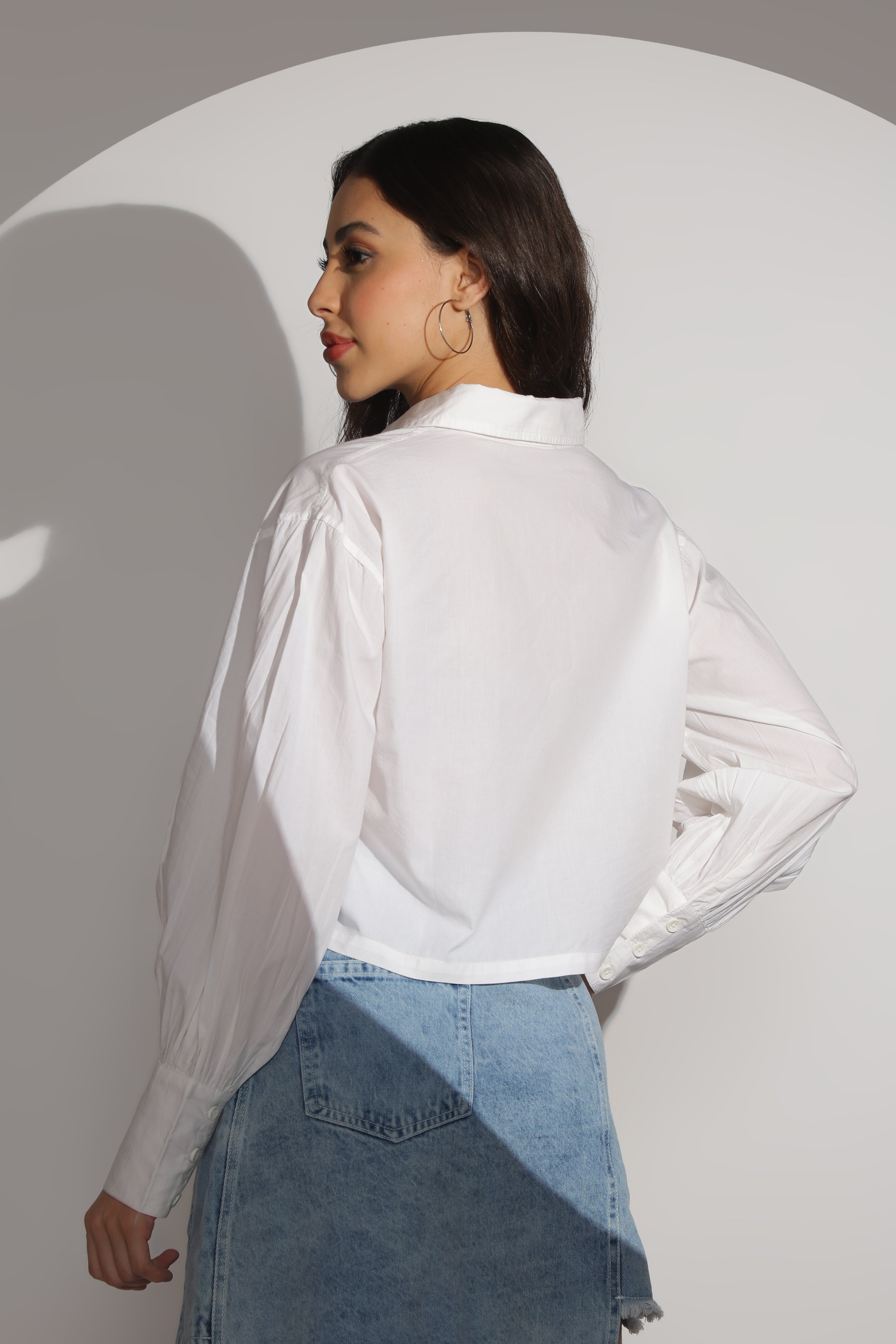 Poppy – White Crop Poplin Shirt