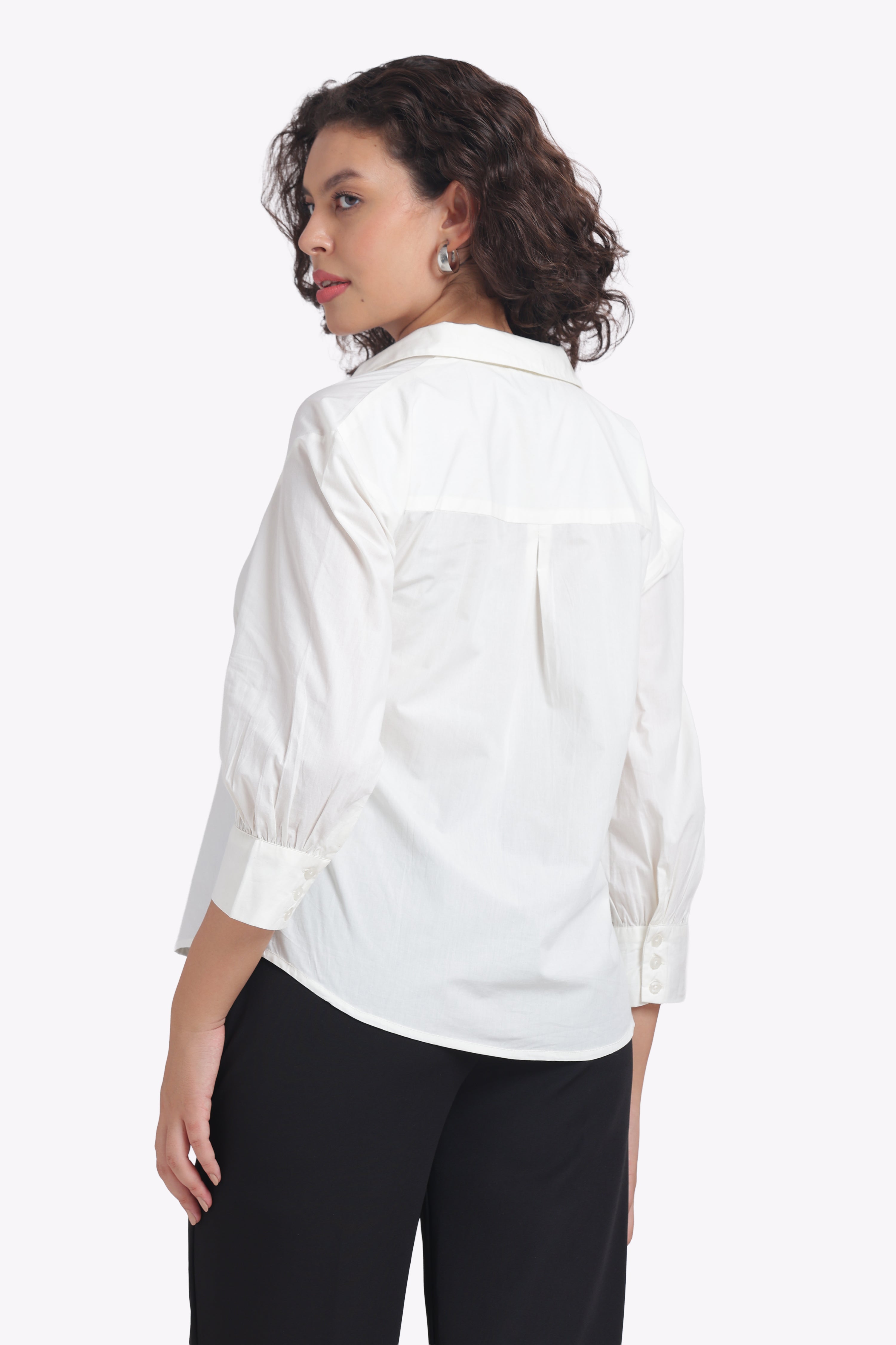 Vogue – Drop Shoulder Poplin White Shirt