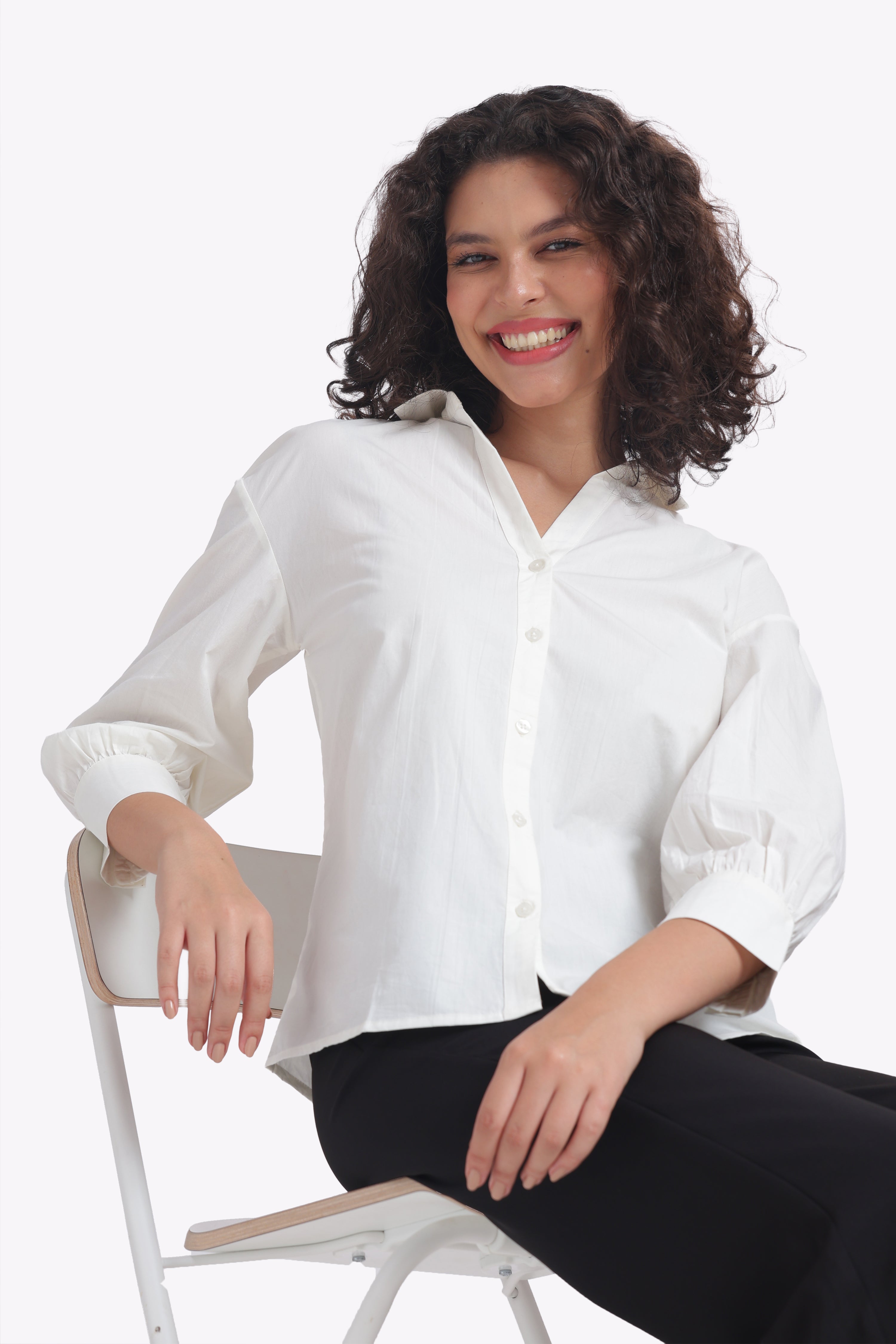 Vogue – Drop Shoulder Poplin White Shirt