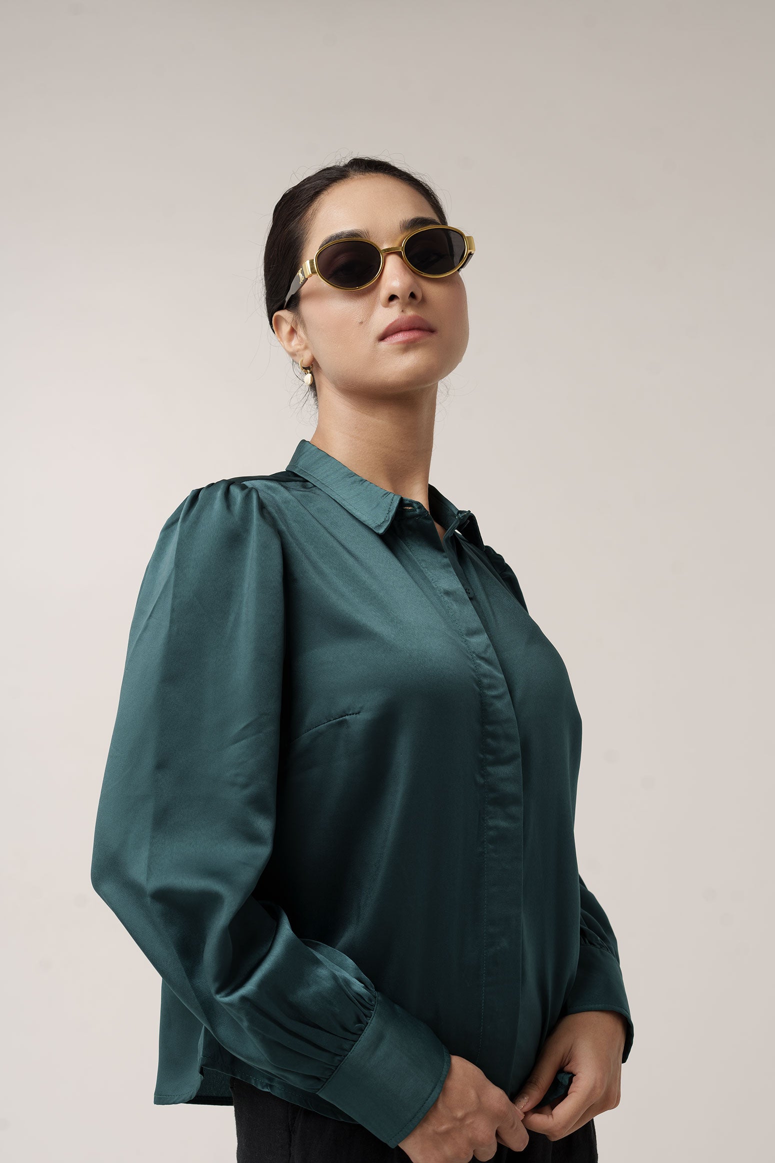 Premium Satin Covered Fly Placket shirts for women