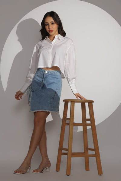Poppy – Crop Poplin Shirt (White)