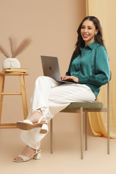 Premium Satin Covered Fly Placket shirts for women