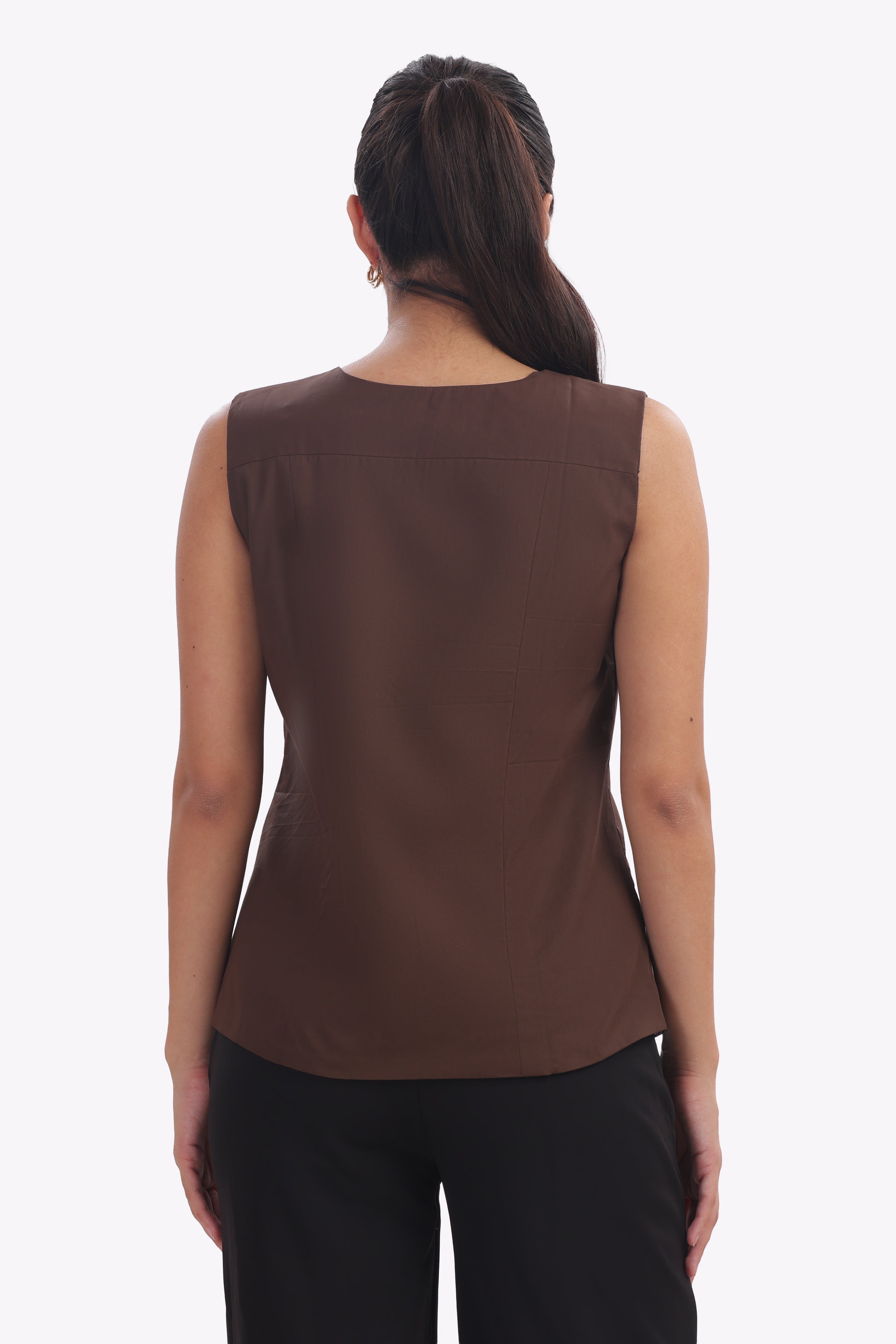 Crest - Brown Cotton Poplin Waistcoat