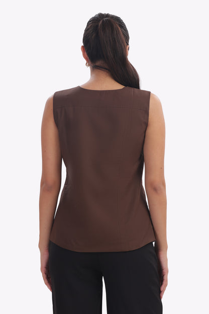 Crest - Brown Cotton Poplin Waistcoat