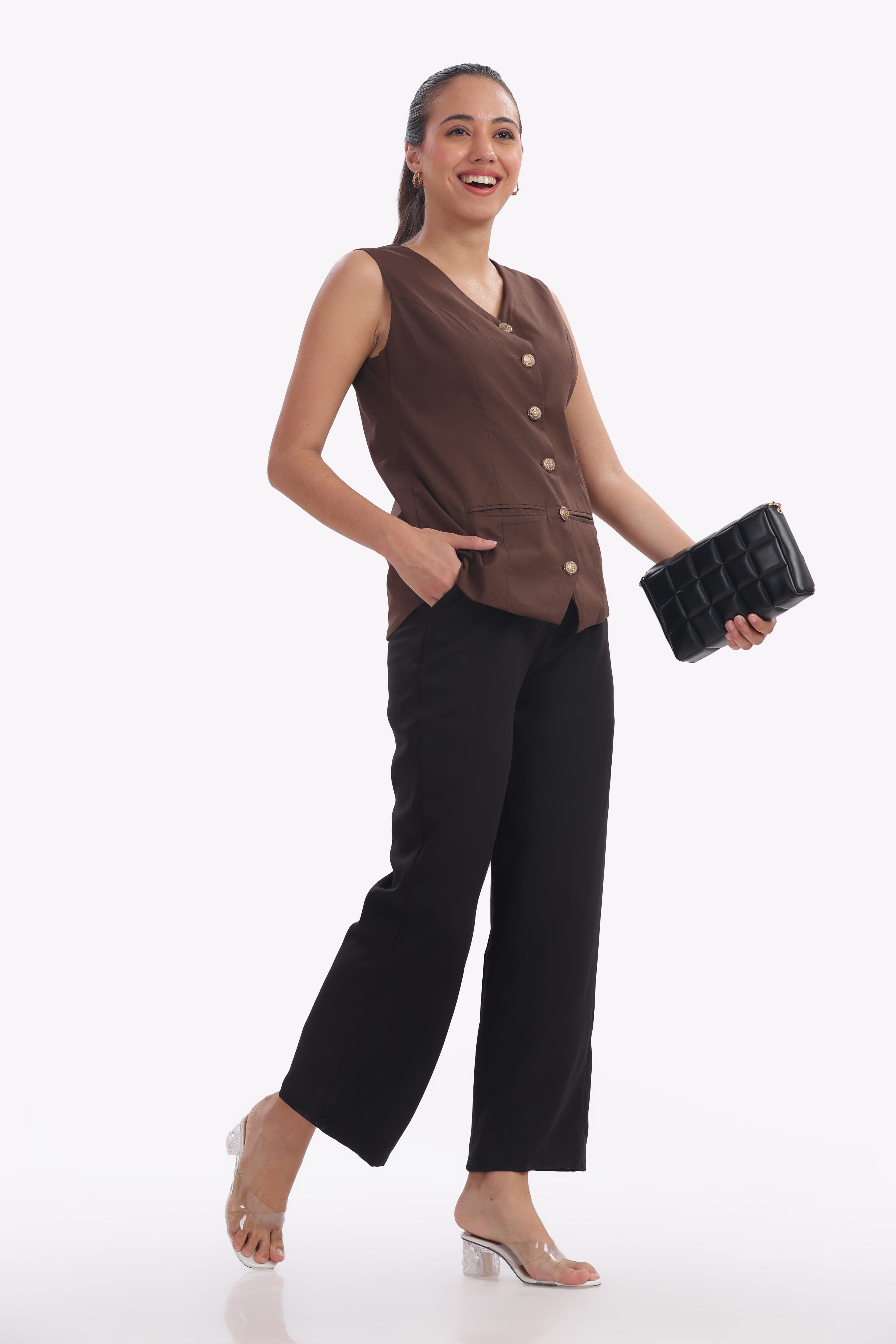 Crest - Brown Cotton Poplin Waistcoat