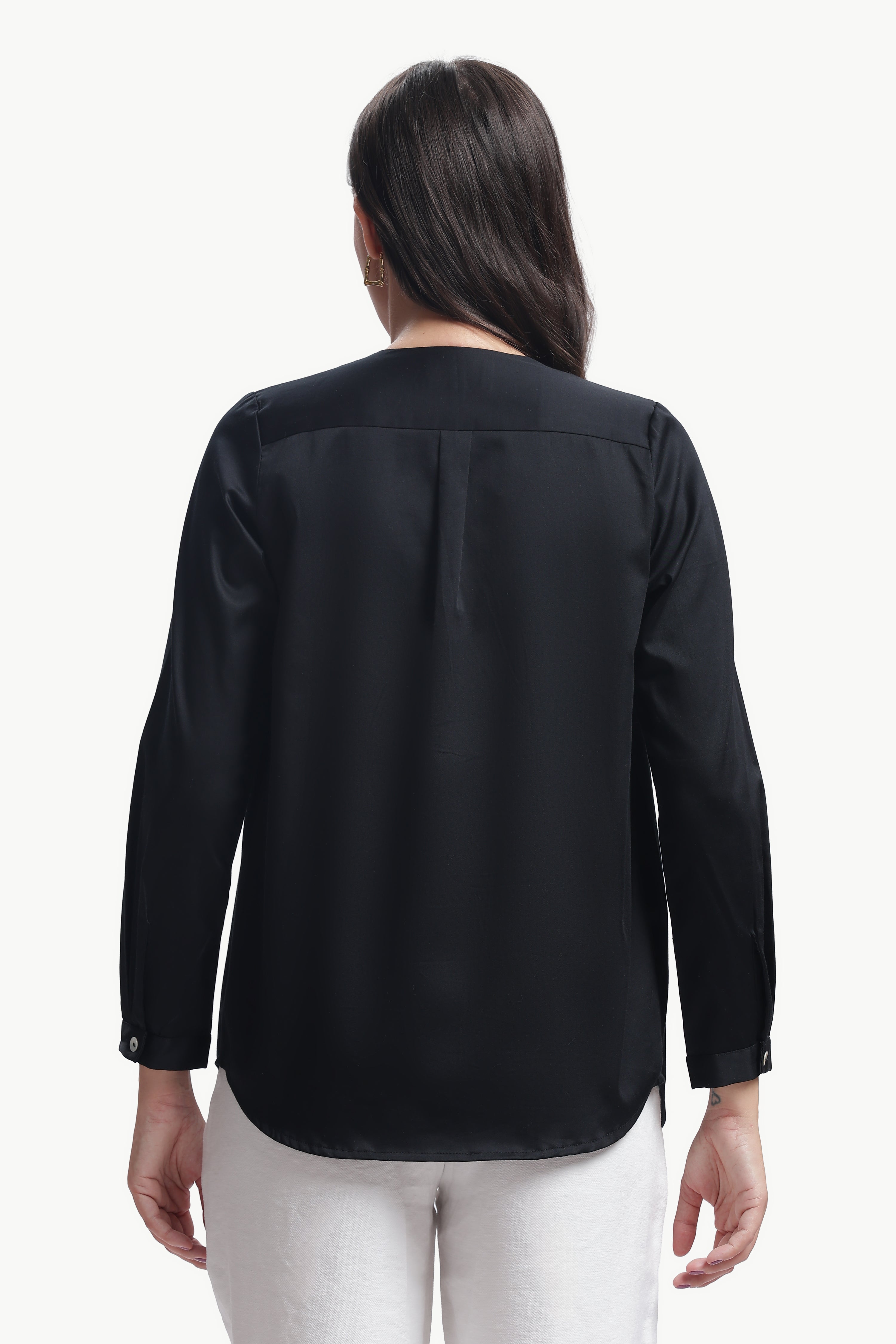Lume - Cotton Silk Box Pleated Shirt (Black)