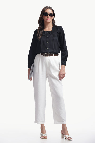 Lume - Cotton Silk Box Pleated Shirt (Black)