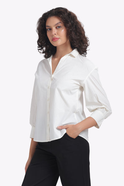 Vogue – Drop Shoulder Poplin White Shirt