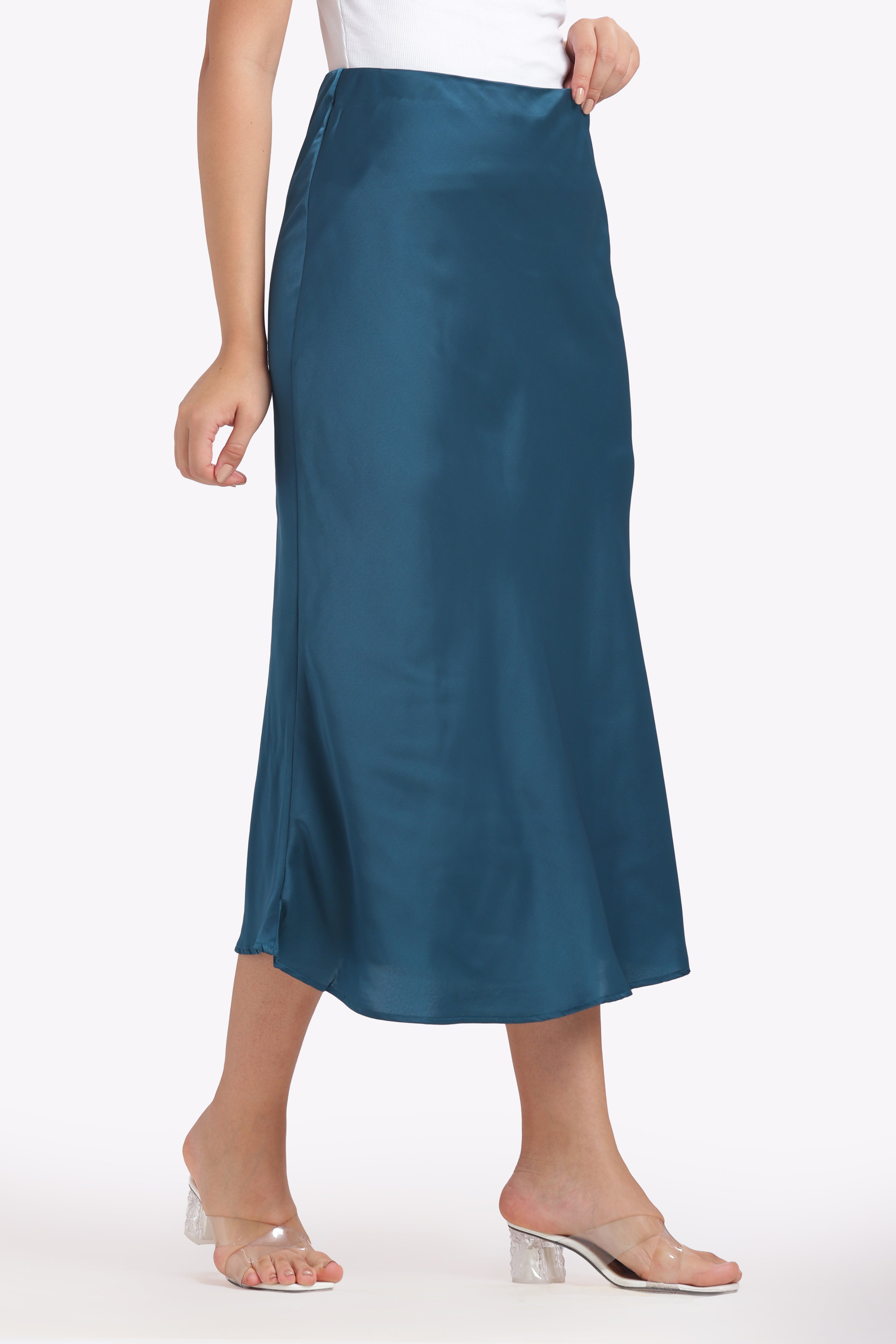Muse - A-Line Imperial Blue Milano Satin Skirt