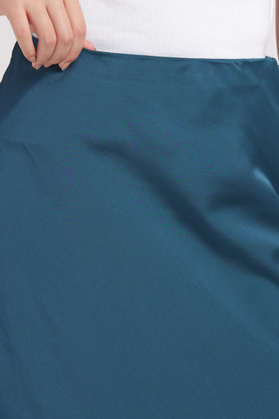 Muse - A Line Milano Satin Skirt (Imperial Blue)
