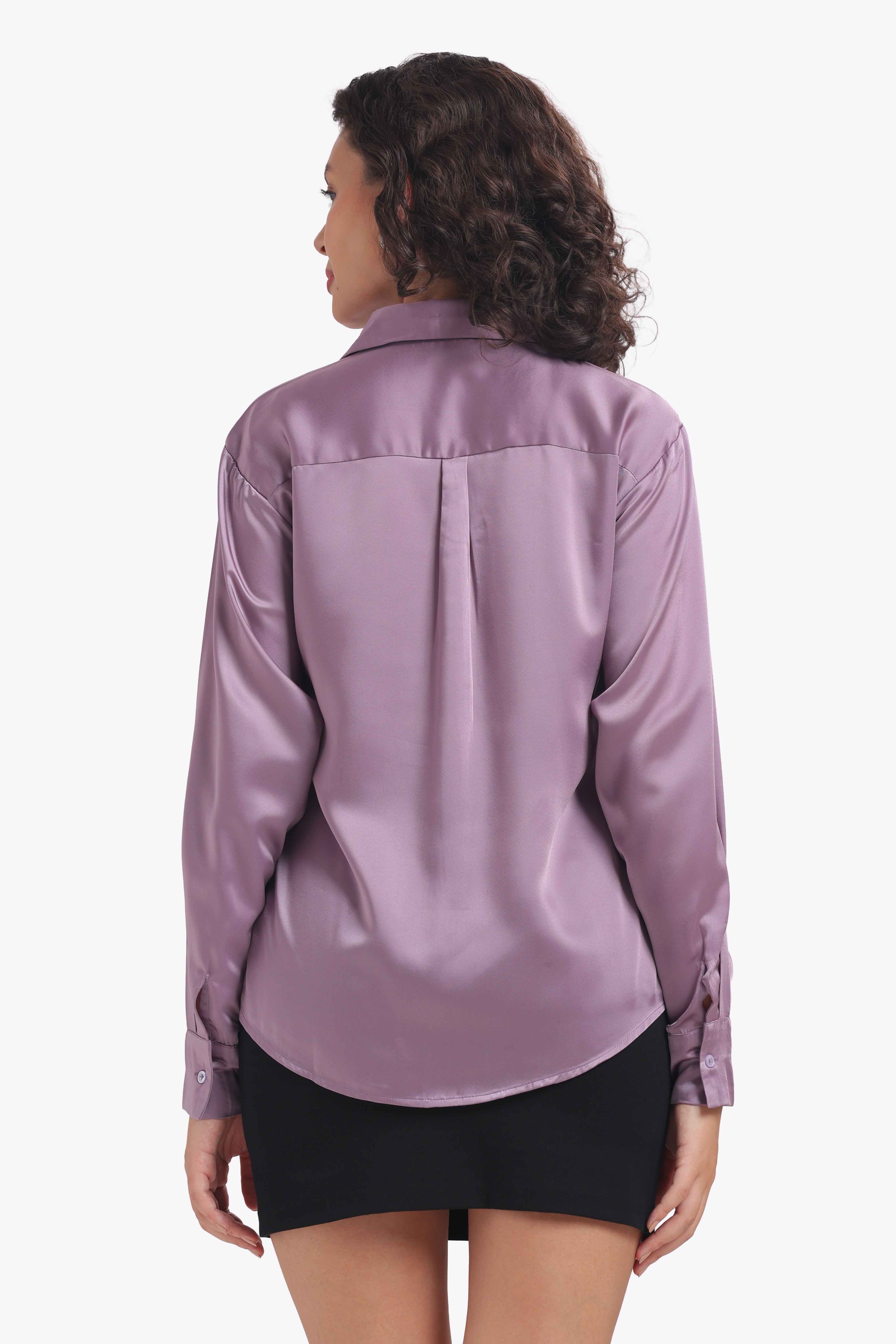 Lush - Oversized Lavender Milano Satin Shirt