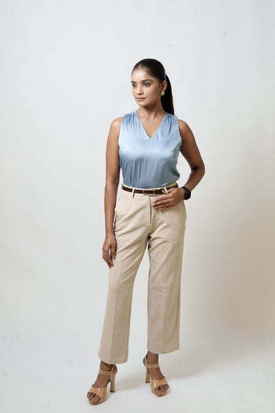 Satin Tank Top - V Neck (Powder Blue)