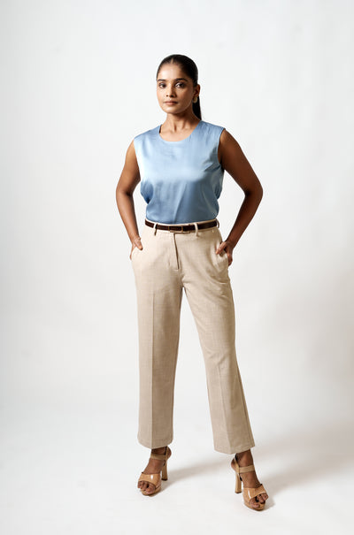 Satin Tank Top - U Neck (Powder Blue)