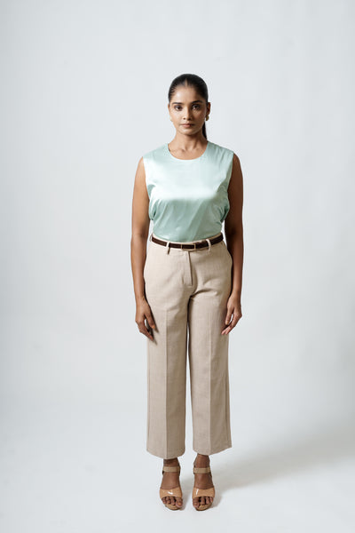 Satin Tank Top - U Neck (Pistachio Green)