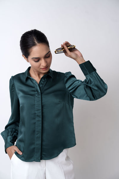 Premium Satin Covered Fly Placket shirts for women
